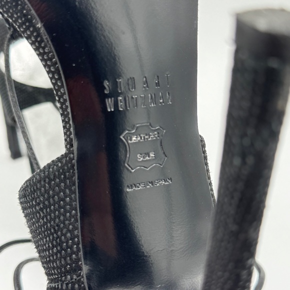 Stuart Weitzman "Legwrap Goose Bump" Black Stiletto Heels US 7 - Picture 8 of 12